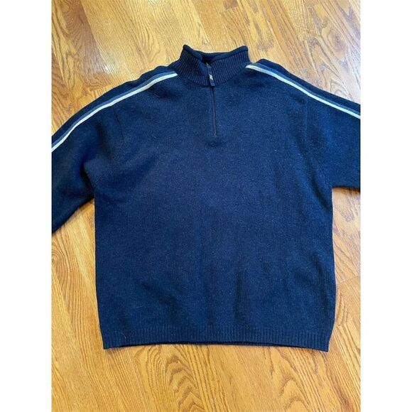 American Eagle Men's XL Blue Striped 1/4 Zip Mock Neck Sweater Vintage - Picture 1 of 8